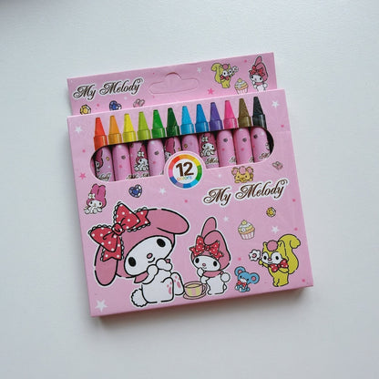 Cute Cartoon Mini Crayons – 12 Colors Set