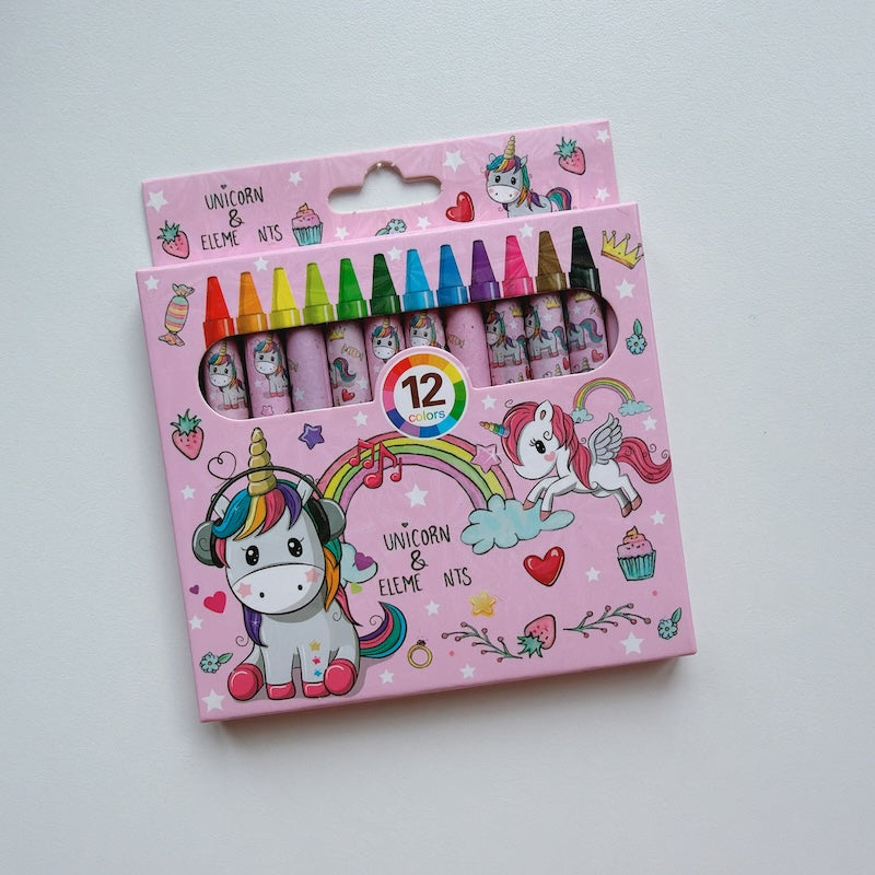 Cute Cartoon Mini Crayons – 12 Colors Set