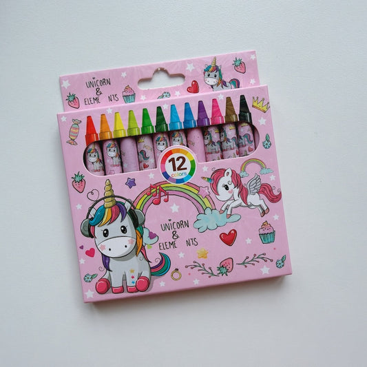 Cute Cartoon Mini Crayons – 12 Colors Set