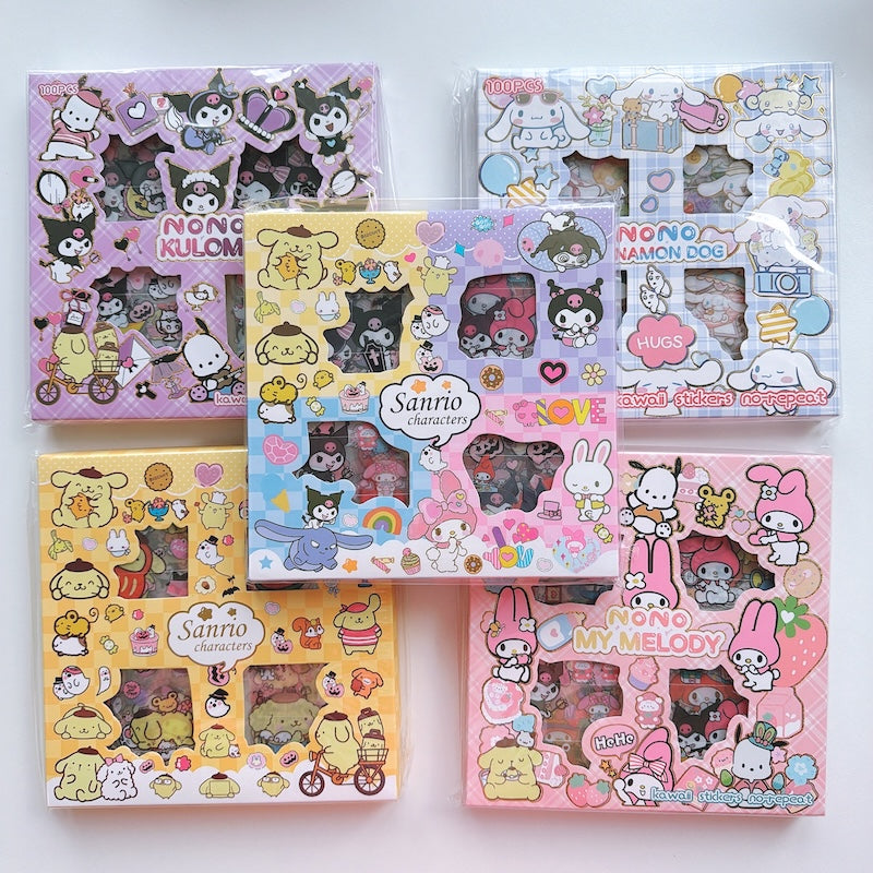 Cute Cartoon PET Transparent Waterproof Stickers – 100PCS Set