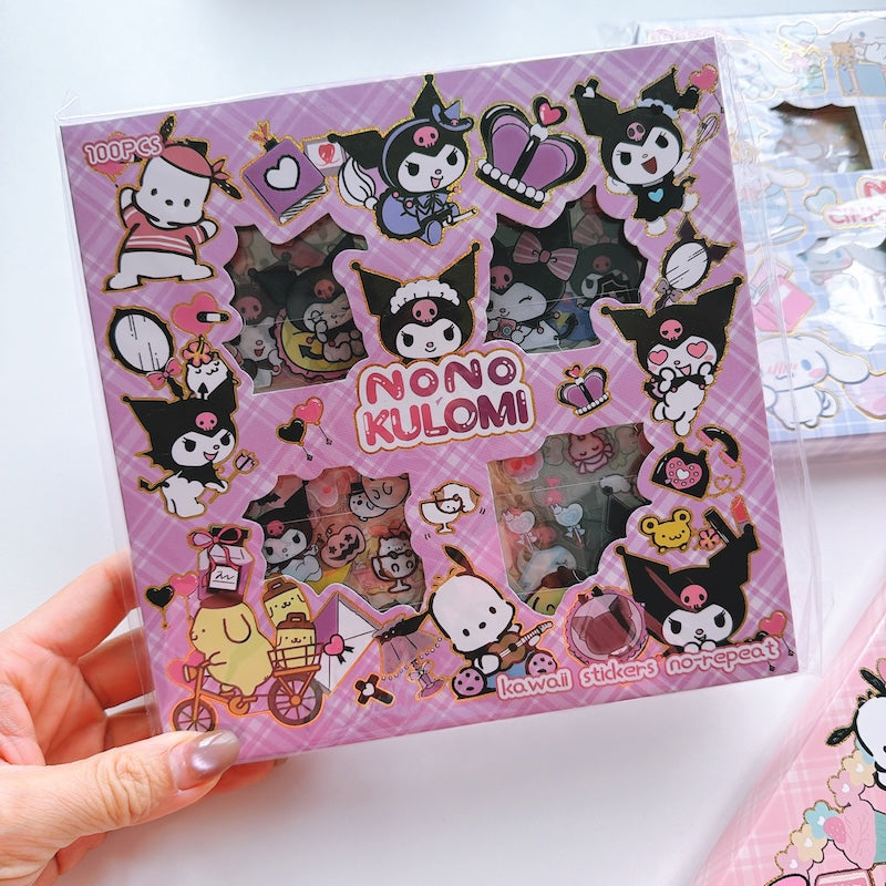 Cute Cartoon PET Transparent Waterproof Stickers – 100PCS Set
