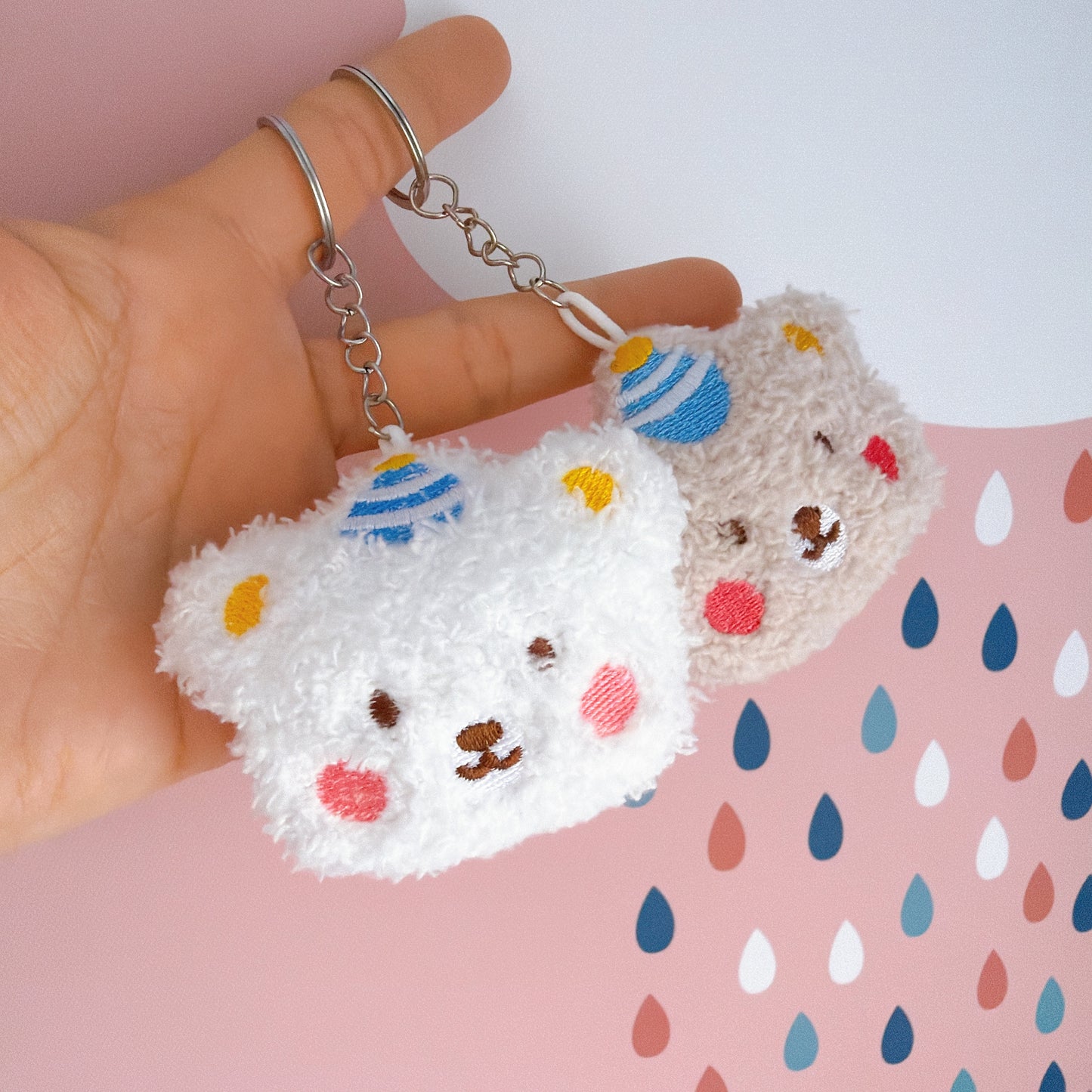 Cute Plush Bear Keychain & Stationery Gift Set
