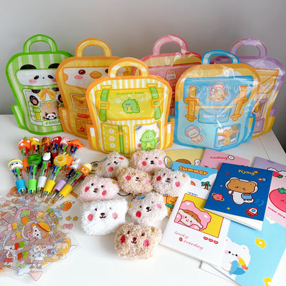 Cute Plush Bear Keychain & Stationery Gift Set