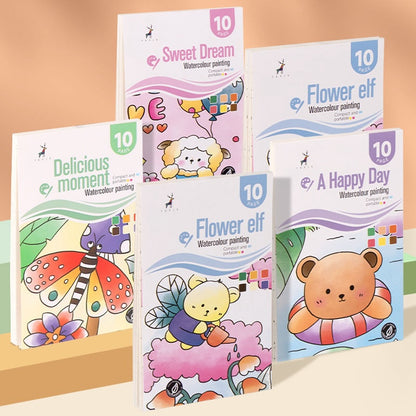 Watercolor Paint Book for Kids – All-in-One Coloring Set with Brush