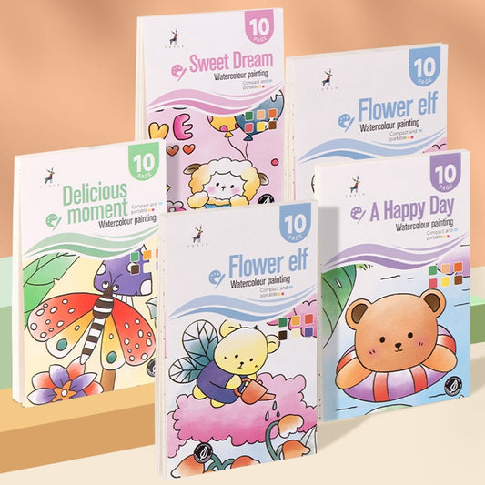 Watercolor Paint Book for Kids – All-in-One Coloring Set with Brush