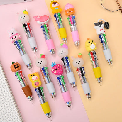 Cute Cartoon Mini 4-Color Ballpoint Pens – Pack of 10