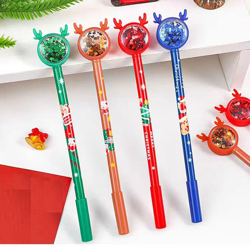 Christmas Reindeer Glitter Black Gel Pen