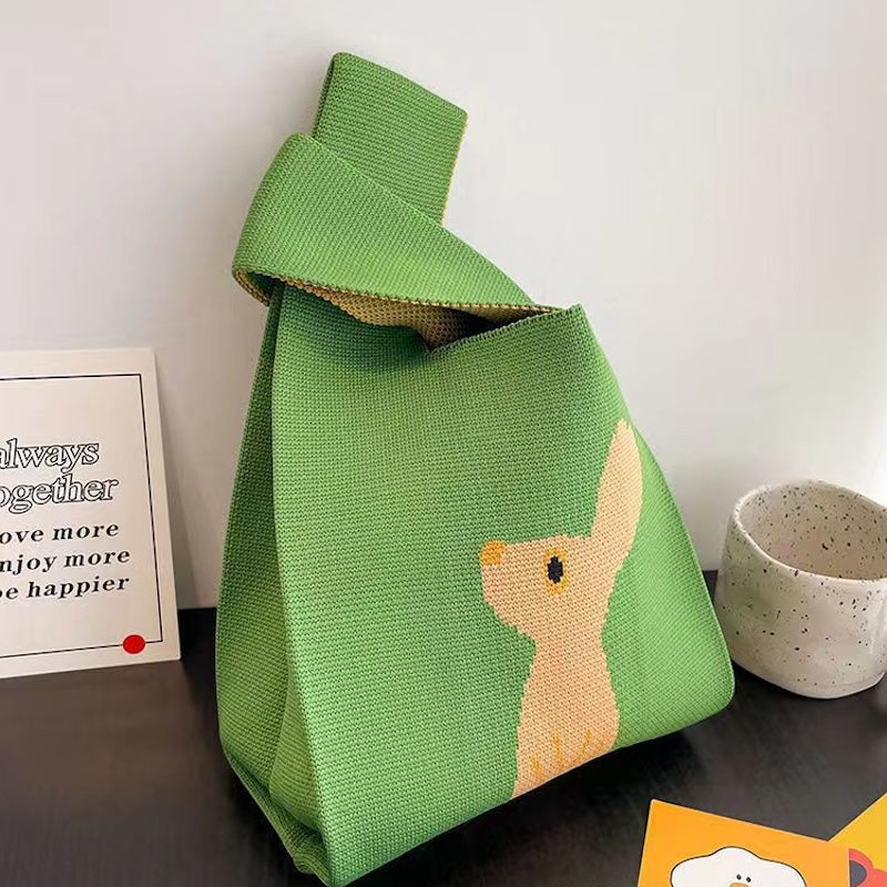 Cute Pattern Knitted Tote Bag