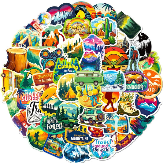 50PCS DIY Waterproof Stickers - Outdoor Adventure