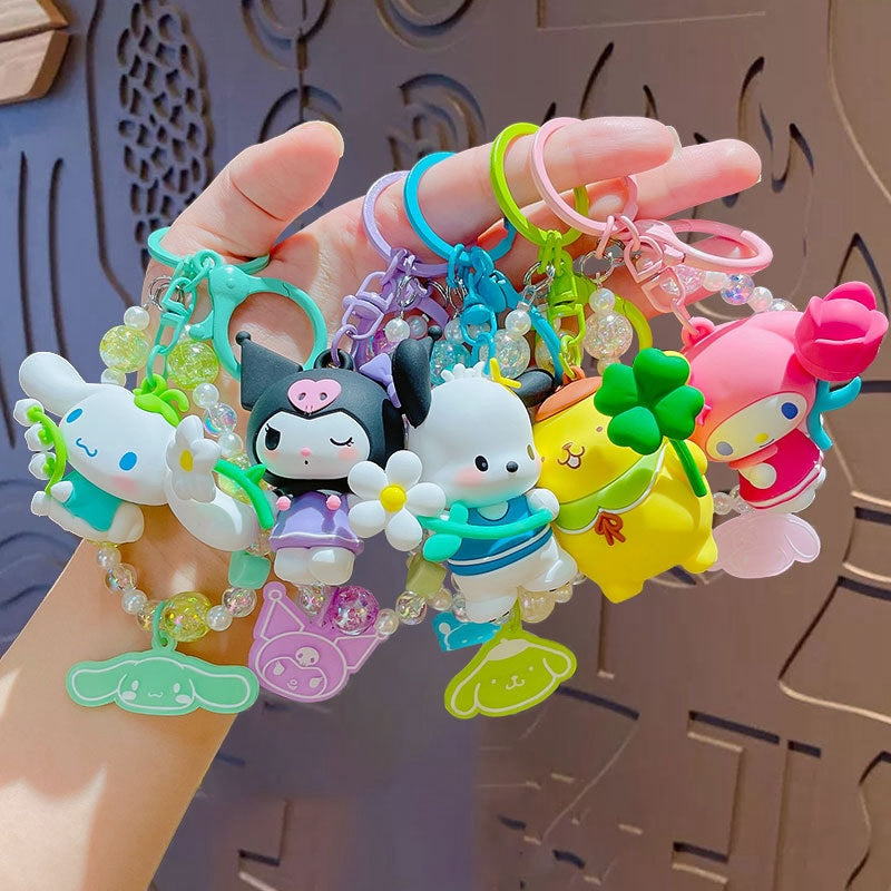 Sanrio Floral Beaded Keychain