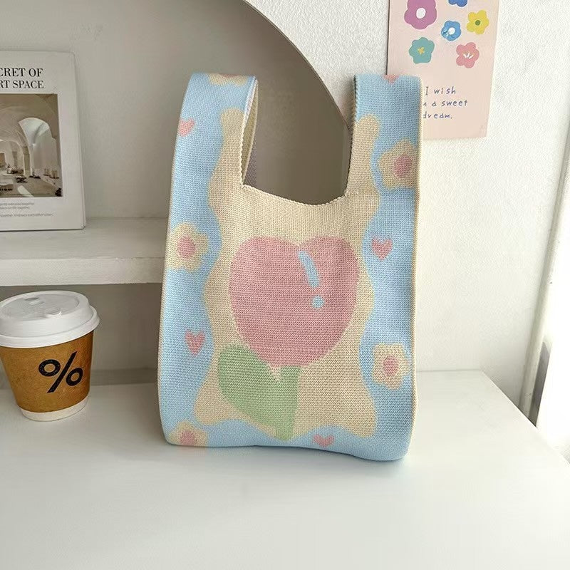 Cute Pattern Knitted Tote Bag