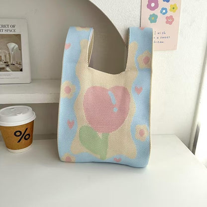Cute Pattern Knitted Tote Bag