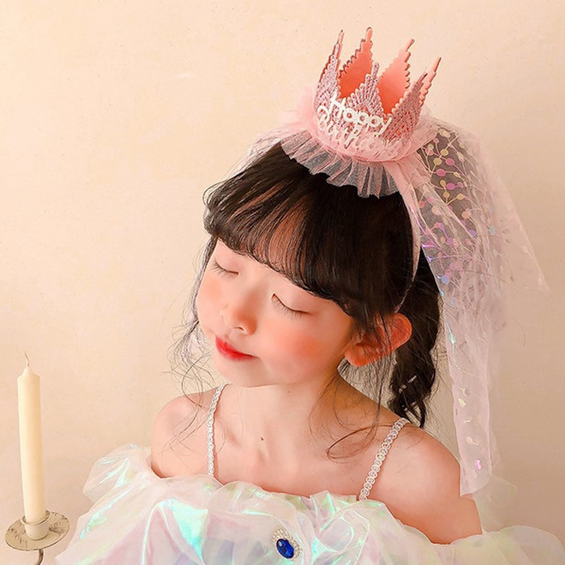 Cute Princess Crown Tulle Birthday Headband