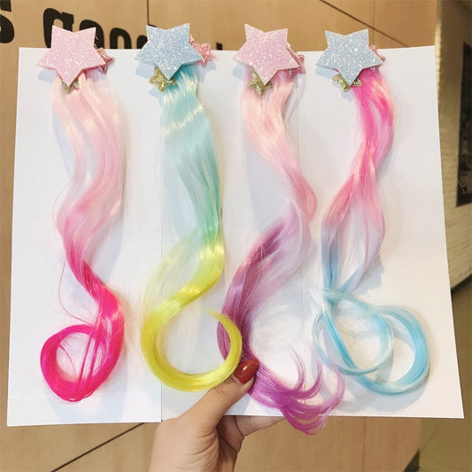 Stars Ombre Curly Hair Clip Extension for Girls
