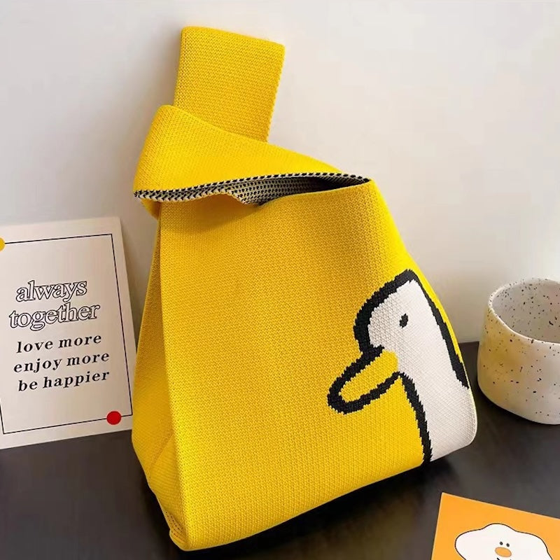 Cute Pattern Knitted Tote Bag