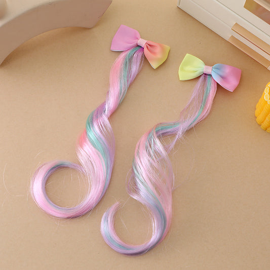 Colorful Gradient Bow Curly Hair Clip for Girls (Single Piece)