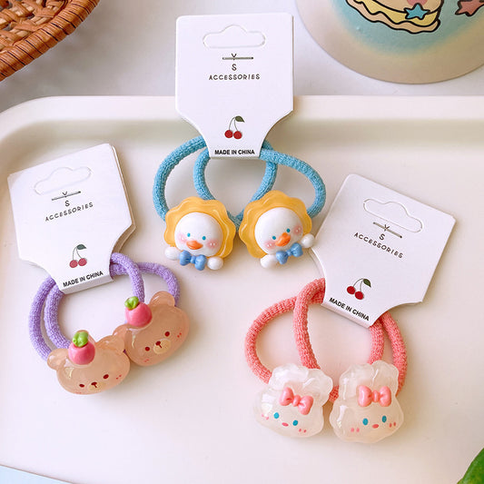 Cute Resin Animal Hair Ties – Set of 2