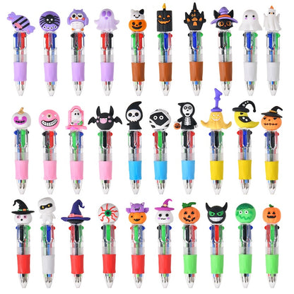 Cute Cartoon Mini 4-Color Ballpoint Pens Halloween Style – Pack of 10