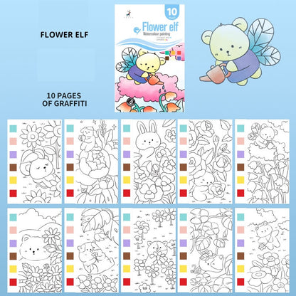 Watercolor Paint Book for Kids – All-in-One Coloring Set with Brush