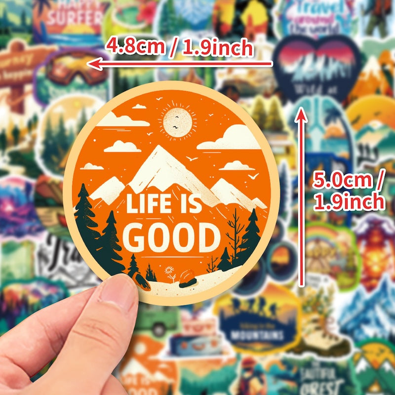 50PCS DIY Waterproof Stickers - Outdoor Adventure