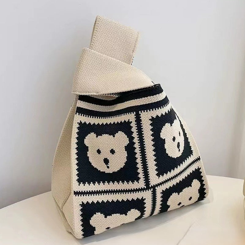 Cute Pattern Knitted Tote Bag