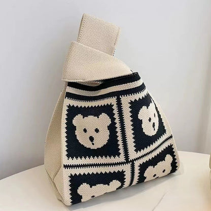 Cute Pattern Knitted Tote Bag