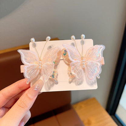 Magical Embroidered Butterfly Pearl Hair Clips