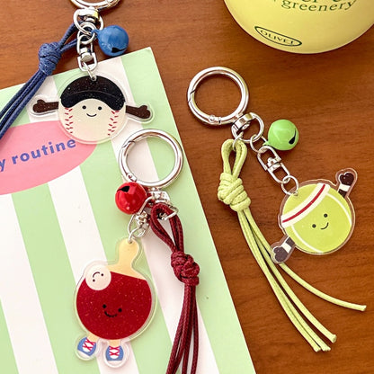 Cute Sports Acrylic Bell Keychain Charm
