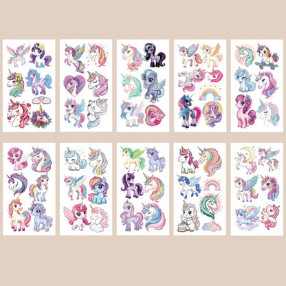 Cute Temporary Tattoos 10 Sheets - Unicorns