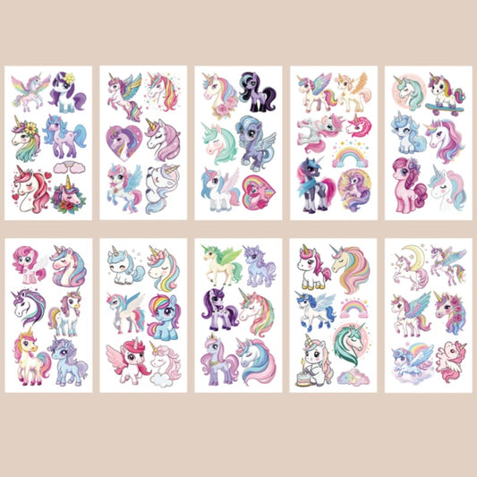 Cute Temporary Tattoos 10 Sheets - Unicorns