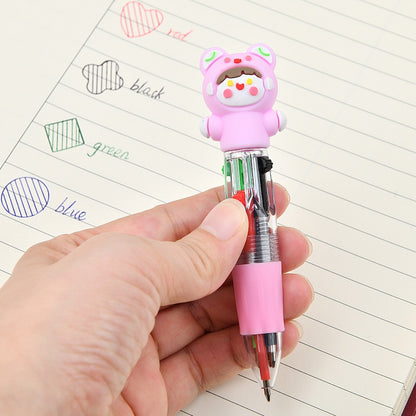 Cute Cartoon Mini 4-Color Ballpoint Pens – Pack of 10