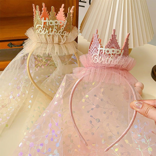 Cute Princess Crown Tulle Birthday Headband
