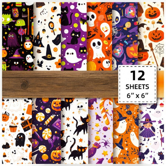 12-Sheet Halloween DIY Paper Set