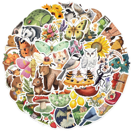 50PCS DIY Waterproof Stickers - Forest Animals