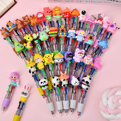 Cute Cartoon Mini 4-Color Ballpoint Pens – Pack of 10