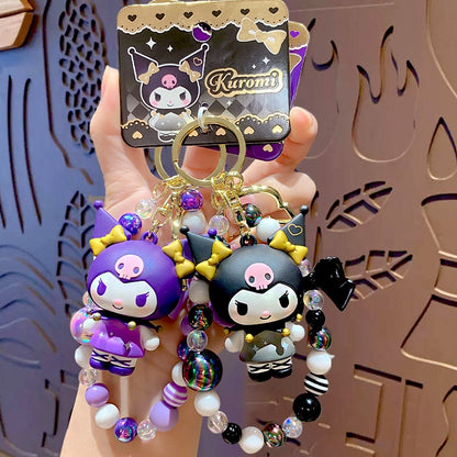 Kuromi Sparkling Star Beaded Keychain
