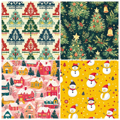 12-Sheet Christmas DIY Paper Set – Vintage Holiday Craft Pack A