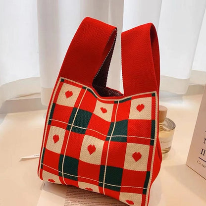 Cute Pattern Knitted Tote Bag