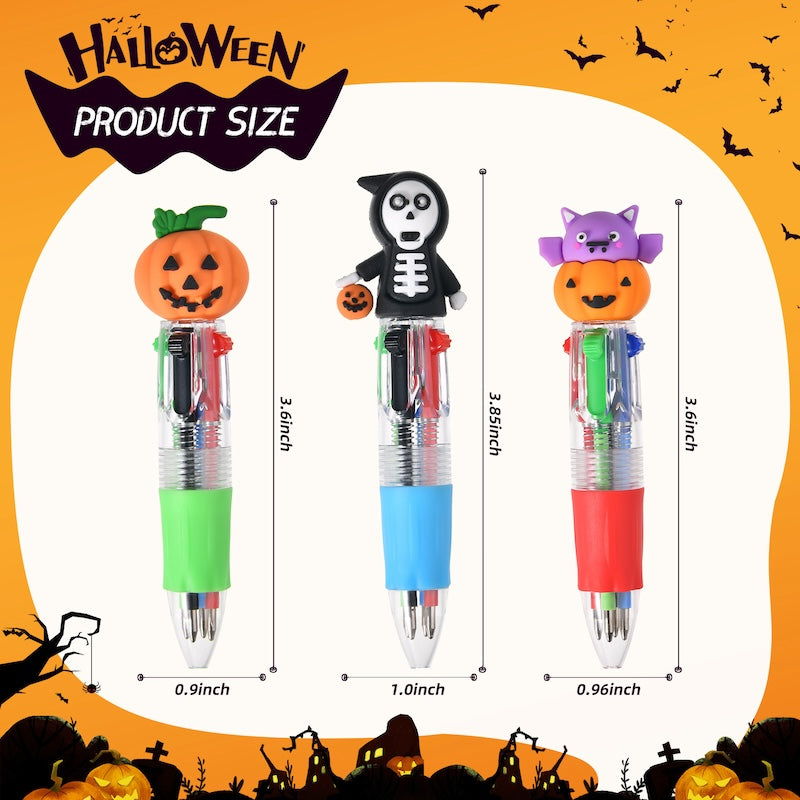 Cute Cartoon Mini 4-Color Ballpoint Pens Halloween Style – Pack of 10