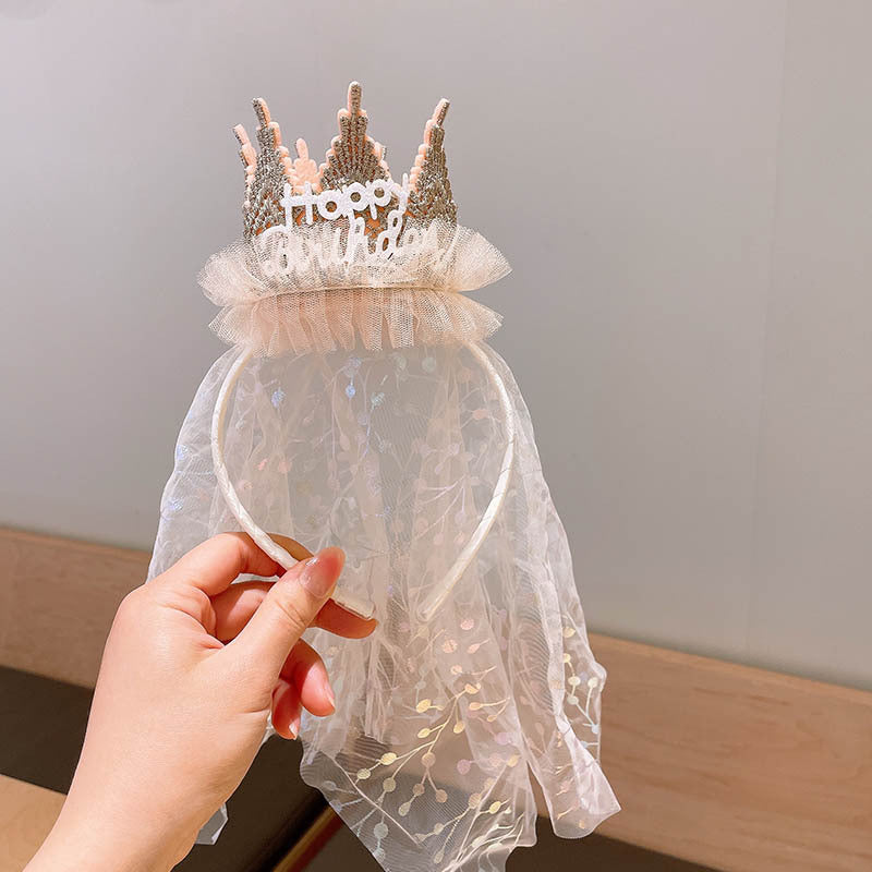 Cute Princess Crown Tulle Birthday Headband