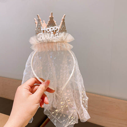Cute Princess Crown Tulle Birthday Headband