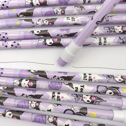 Cute Cartoon Pencils with Erasers – 12PCS Set (with Sharpener)