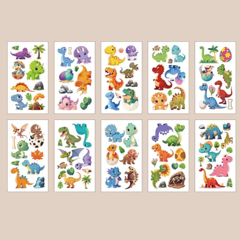 Cute Temporary Tattoos 10 Sheets - Dinosaurs
