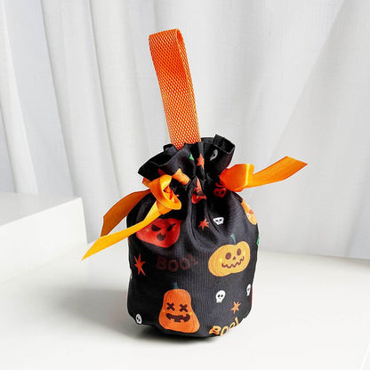 Cute Halloween Drawstring Cotton Mini Tote Bag