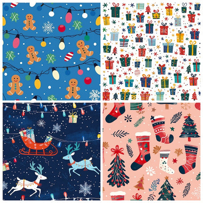 12-Sheet Christmas DIY Paper Set – Vintage Holiday Craft Pack B