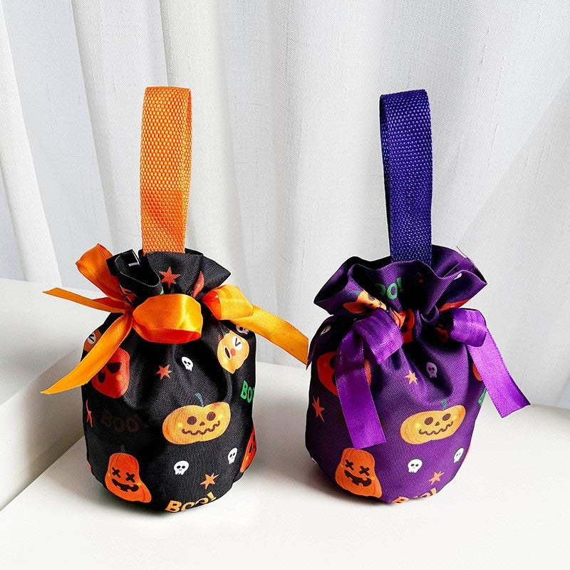 Cute Halloween Drawstring Cotton Mini Tote Bag