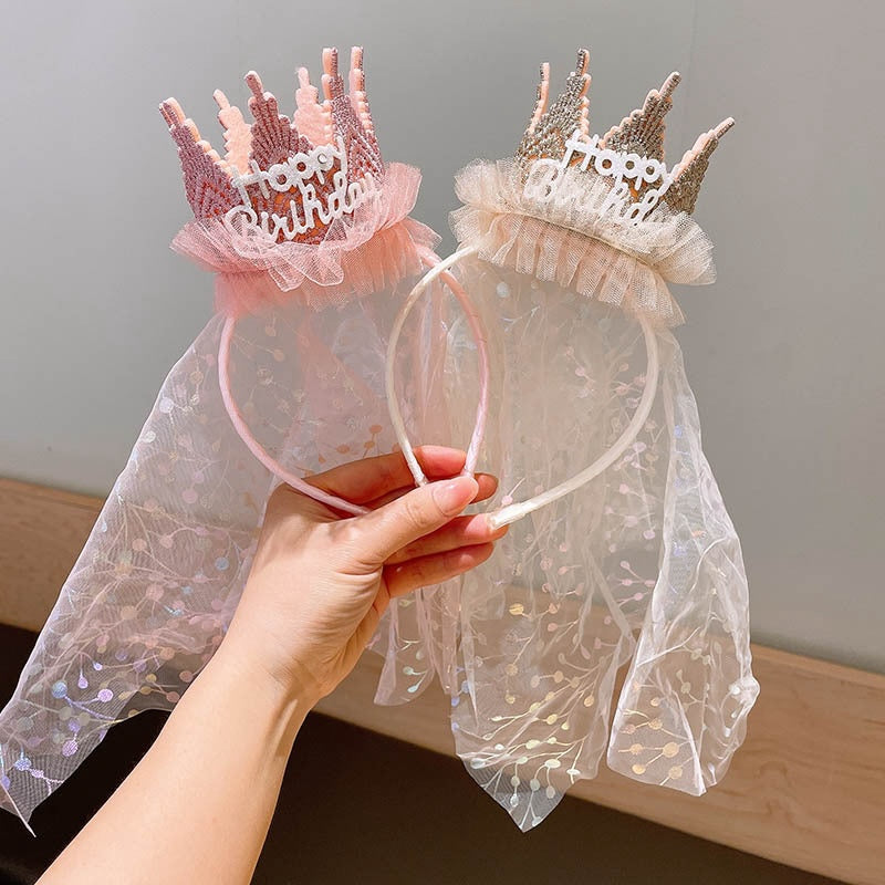 Cute Princess Crown Tulle Birthday Headband