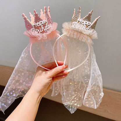 Cute Princess Crown Tulle Birthday Headband