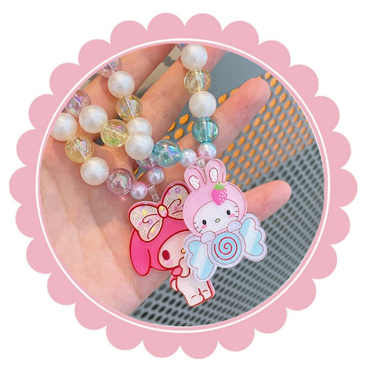 Kids Colorful Beaded Bracelet Set – 2PCS Pearl & Acrylic Charm