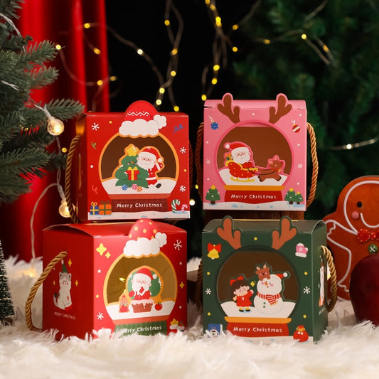 Christmas Windowed Boxes – Cute Handheld Kids Gift Packaging (Set of 4)